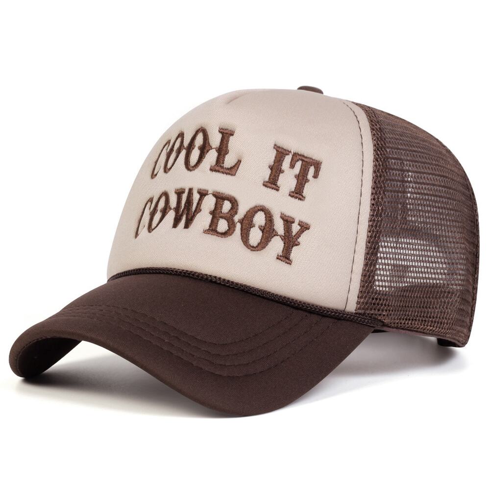 Cool It Cowboy Brown Mesh Trucker Adjustable Snapback Hat NWOT
